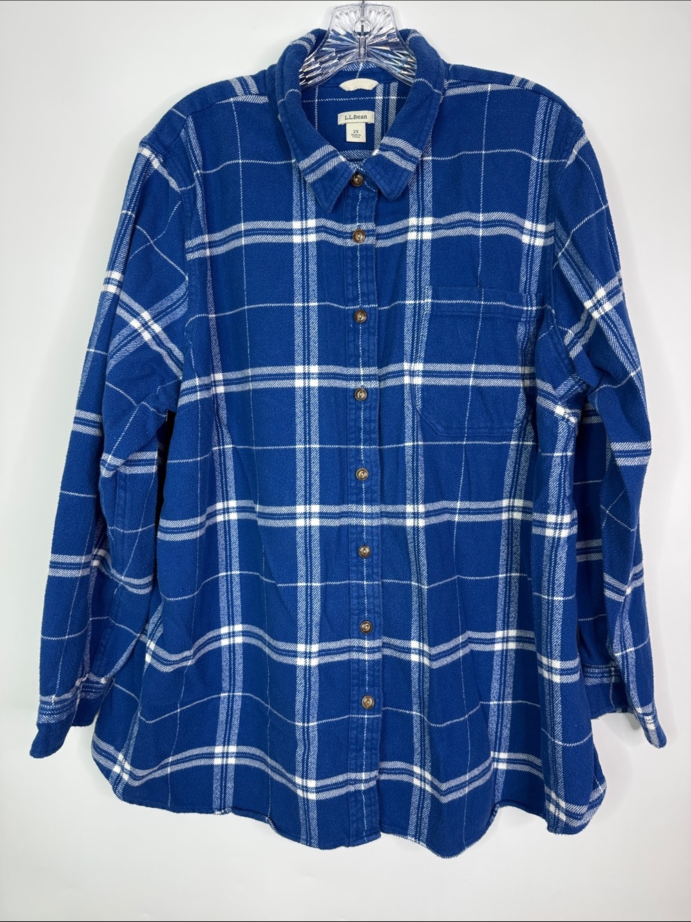 L.L. Bean 506166 Organic Cotton Blue Long Sleeve Button On Shirt Size 2X